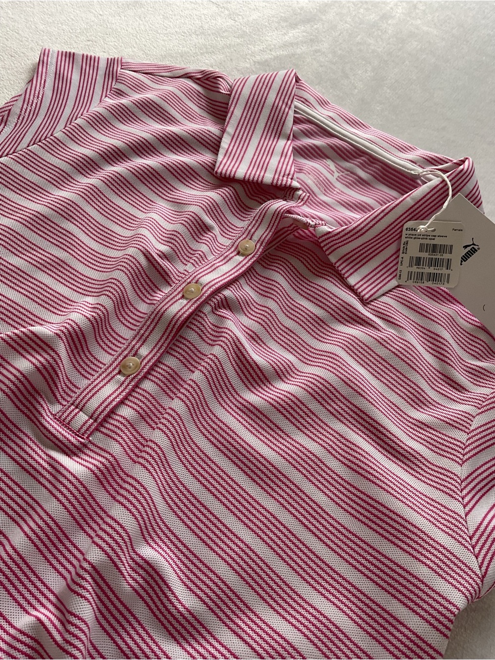 Puma Golf Women’s Polo Shirt Bundle 2 Pack Small NWT Pink Orange Striped - Picture 8 of 13